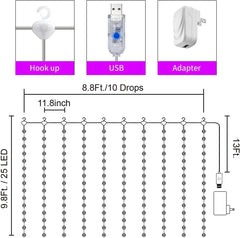 16 Colors Changing Curtain Lights - 250 LED Fairy String Lights with Remote