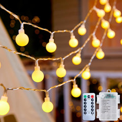 Battery Operated Globe String Lights - 120 LED, Waterproof, Remote Control