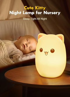 Cute Silicone Kitty Night Light with 3 Brightness Levels & 7 Colors