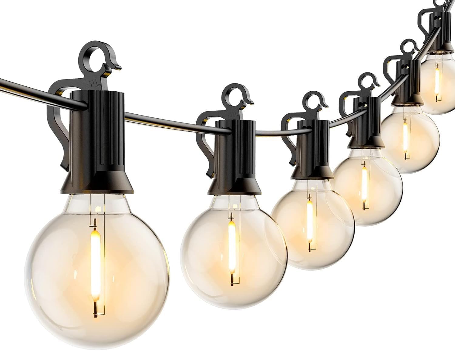 Updated Energy Efficient 30FT Outdoor String Lights - 15 G40 Bulbs
