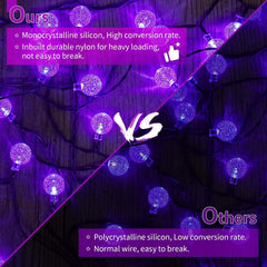 Purple Solar Halloween Lights, 36FT 60 LED Crystal Globe String Lights