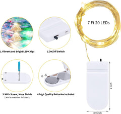 Battery Operated Fairy Lights - 12 Pack, Multi-Color, 7 FT, 20 LED