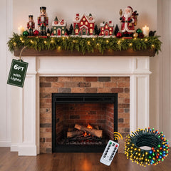 6Ft Prelit Real Touch Cedar Garland, Dimmable Remote, 8 Modes & Timer, Indoor Outdoor