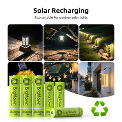 8-Pack 1.2V 2800mAh NiMH Rechargeable AAA Batteries for Solar Lights and Household Devices