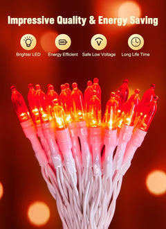 Battery Operated Christmas String Lights - 8ft, 20 LED Red