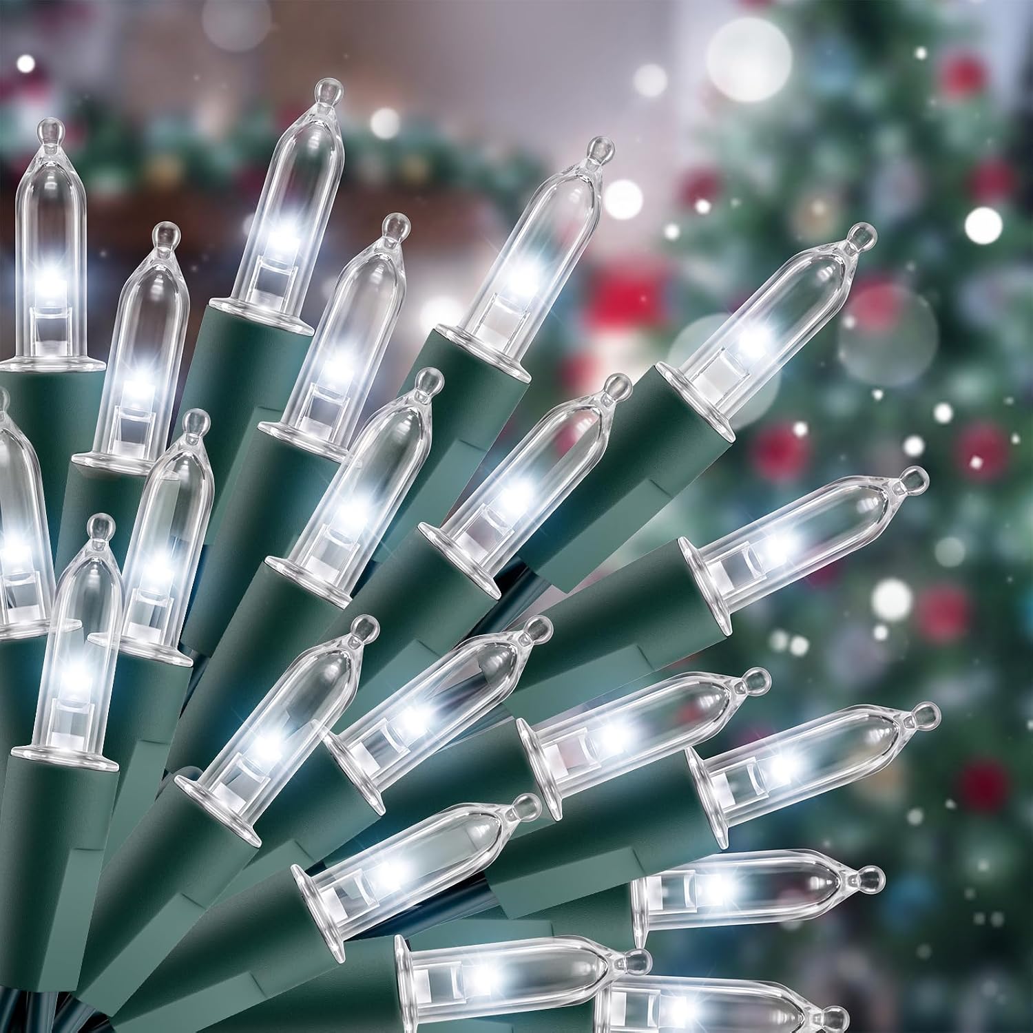 32ft 100 LED Plug in Mini String Lights for Christmas Party Holiday Xmas Decoration, Cool White