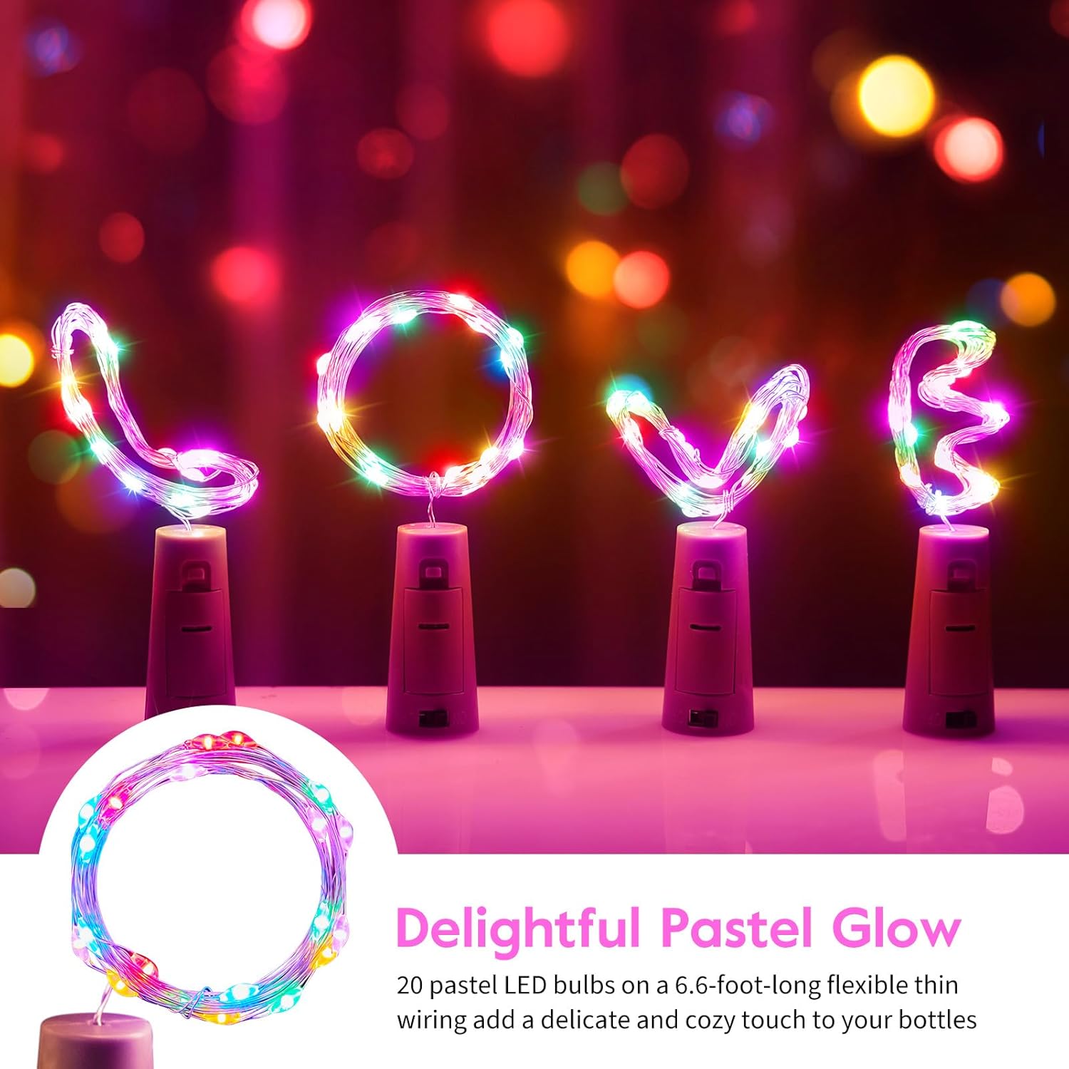 10 Pack 20 LEDs Waterproof Wine Bottle Cork Lights Mini Fairy Lights for Wedding Party DIY Decor
