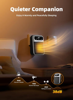 800W Plug in Heater with Remote - Outlet Space Heater with Touch LED Display