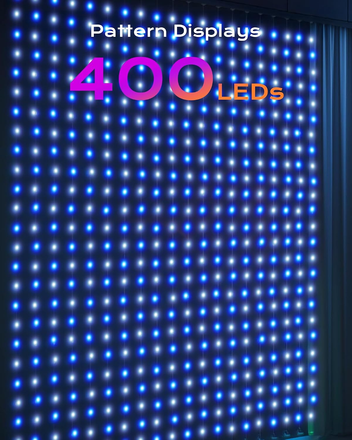 6.6x6.6ft Plug in 400 RGB LED Color Changing Smart Curtain Fairy Lights with Remote for Bedroom Window