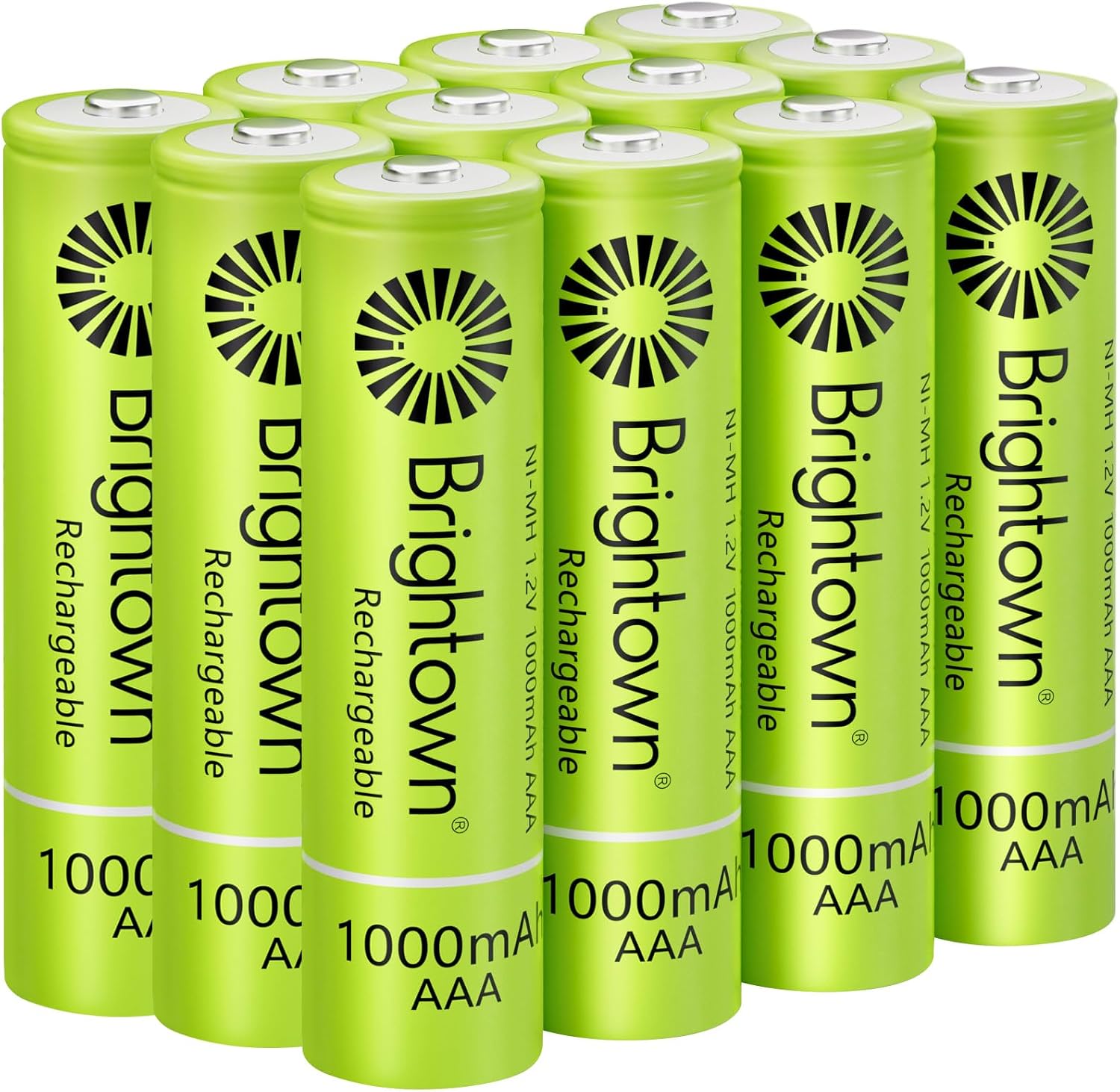 12-Pack 1.2V 1000mAh NiMH Rechargeable AAA Batteries for Solar Lights and Household Devices