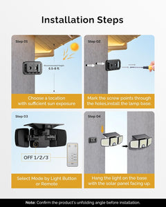 2 Pack Solar Powered 223 LED 3 Head Security Flood Lights with Motion Sensor, 3 Modes