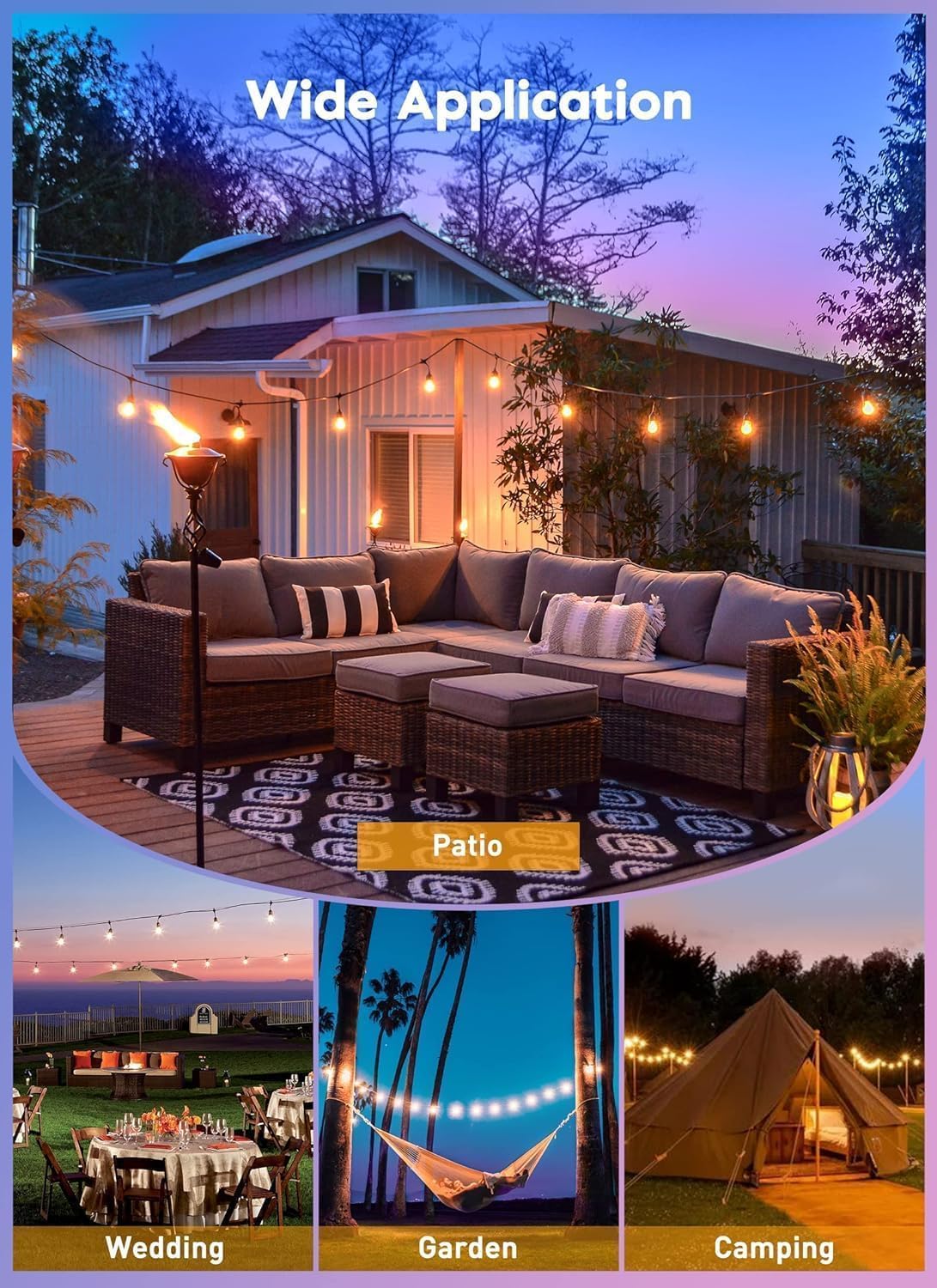 82FT 25 Bulbs Shatterproof Patio Lights with Remote for Backyard Bistro Porch, Only for Canada