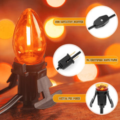 Accessory Cord with LED Bulb - 6ft with On/Off Switch, 2 Pack, Orange & Purple