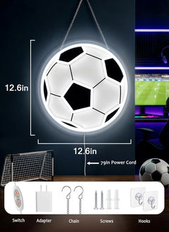 1 Pack/ 2 Pack 12.6In x 12.6In Soccer Light Neon Sign for Soccer Ball Fans Bedroom Decor