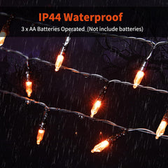2Pack 17.8Ft 50 LED Battery Operated Mini Bulbs String Light for Halloween Haunted House Party, Orange