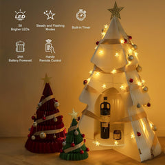 17 ft 50 LED Battery Operated Star String Lights with Remote and Timer, Warm White