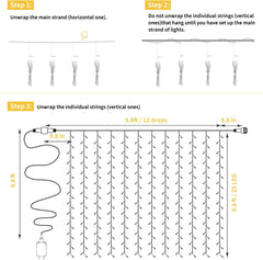 300 LED Curtain Lights - 9.8 FT Hanging Fairy Lights with Remote