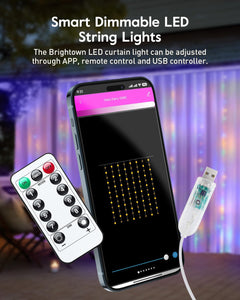 Smart Curtain String Lights - 9.8ft 300 LED Fairy Lights, USB Powered, Multicolor