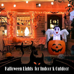 39FT Plug in 100 LED Mini Orange Lights for Halloween Party Haunted House, 8 Modes