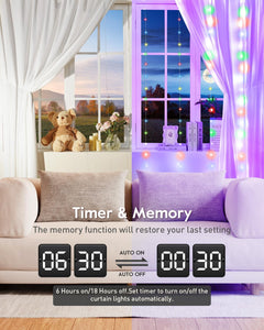 Smart Curtain String Lights - 9.8ft 300 LED Fairy Lights, USB Powered, Multicolor