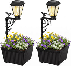 2Pack 2 in 1 Solar Powered Post Warm Bulb ( (2700-3200K) Lamp Lights with Planter for Garden Patio Yard