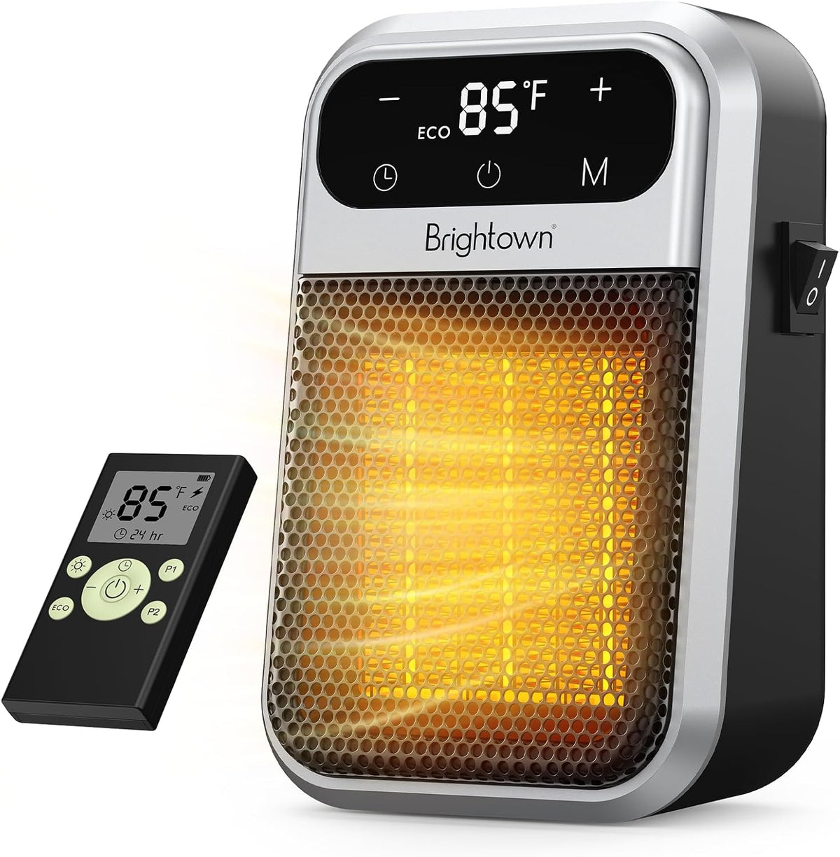 800W Plug in Heater with Remote - Outlet Space Heater with Touch LED Display
