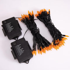 2Pack 17.8Ft 50 LED Battery Operated Mini Bulbs String Light for Halloween Haunted House Party, Orange