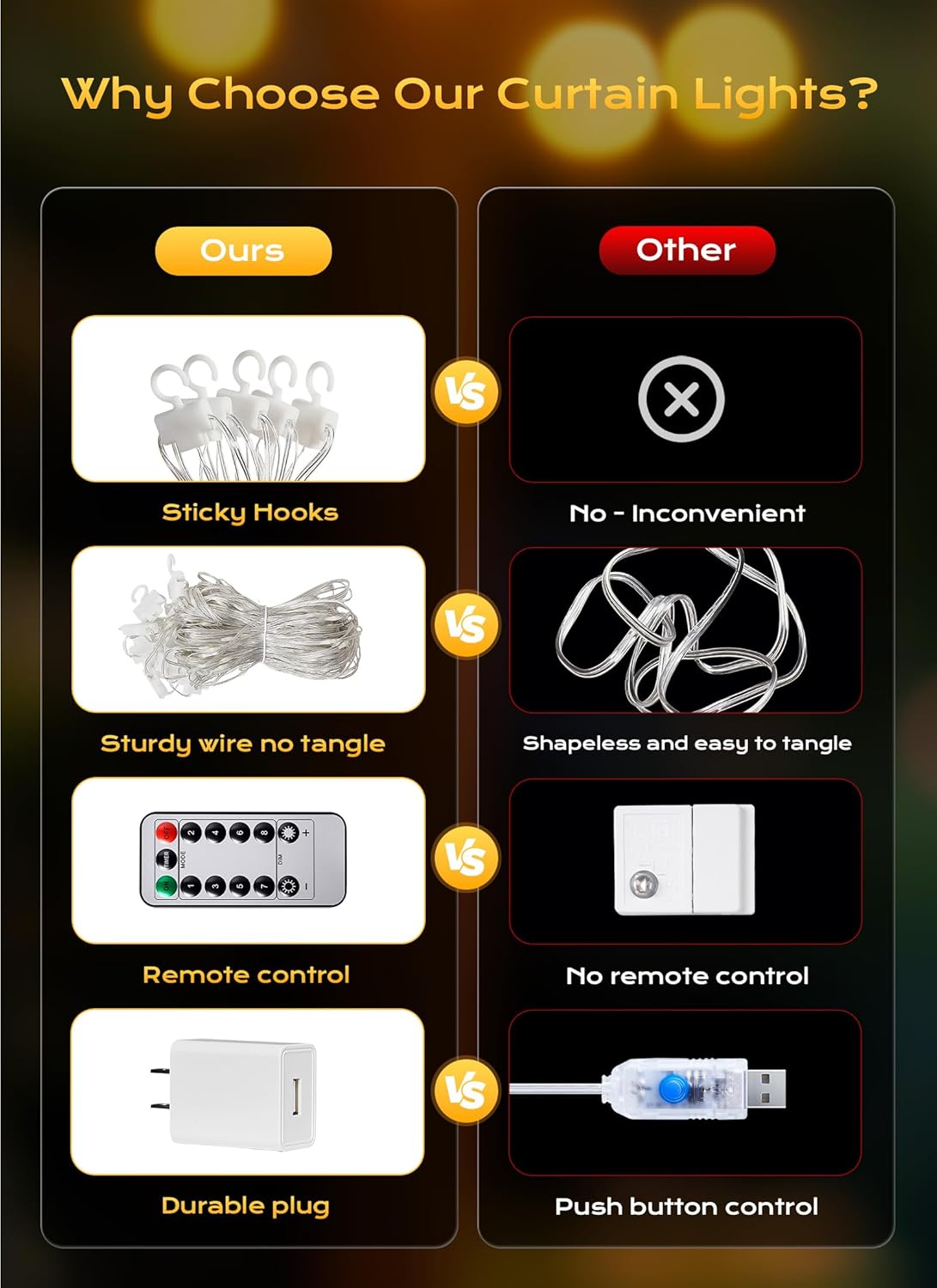 300 LED 9.8 FT Curtain Fairy Lights with Remote & USB Adapter, 8 Modes