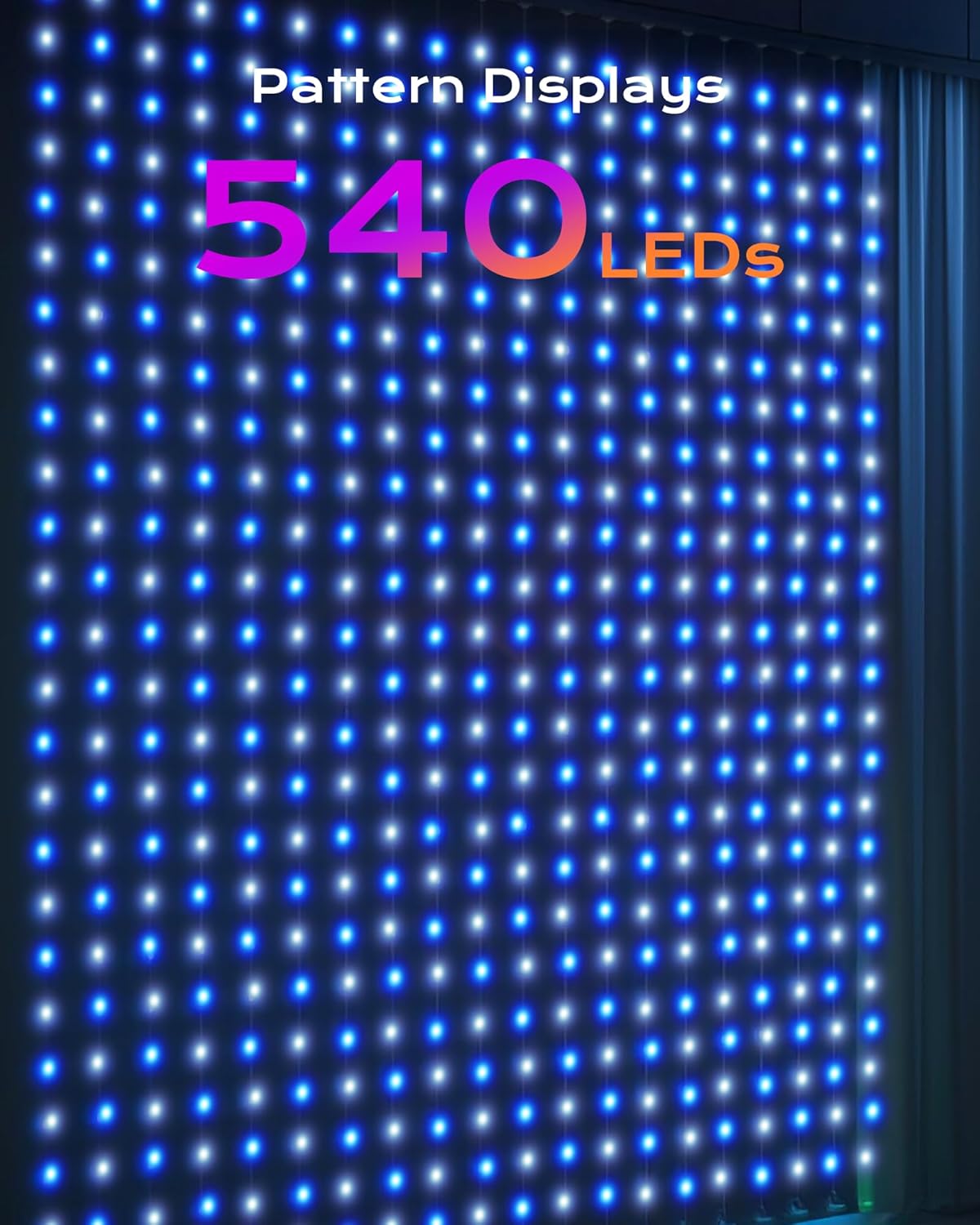 4.9x6.6ft Plug in 540 RGBIC LED Smart Color Changing Fairy Lights for Wall Window Garage