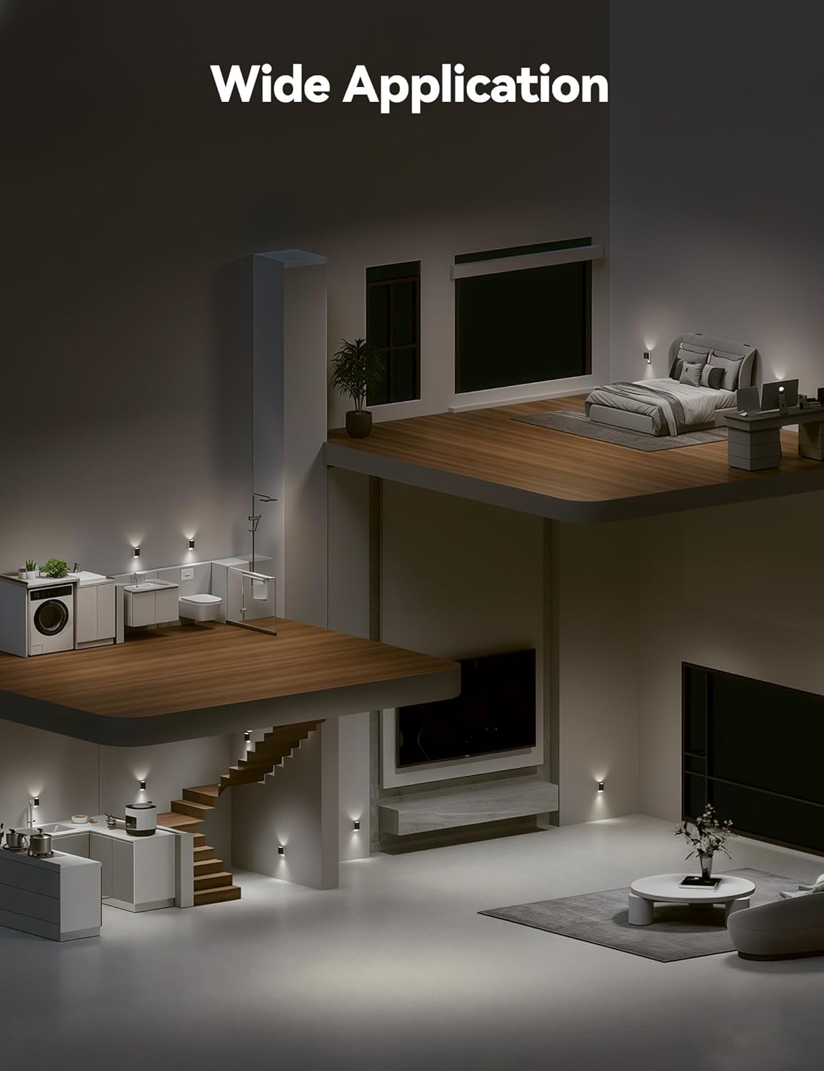 2 Pack Black Plug in Night Lights with Rotating Plug & Light Sensor for Bathroom Bedroom, Pure White Light