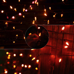 39FT Plug in 100 LED Mini Orange Lights for Halloween Party Haunted House, 8 Modes