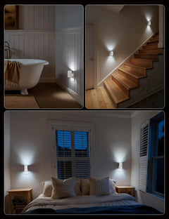 2 Pack White Plug in Night Lights with Rotating Plug & Light Sensor for Bathroom Bedroom, Pure White Light