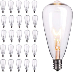 25 Pack ST40 7W 120V Edison Replacement Light Glass Bulbs for ST40 String Lights, Warm White