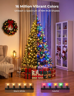 82ft 250LED Smart Color Changing Christmas Halloween Tree Lights, Smart App & Timer