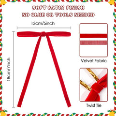 Red Velvet Ornaments Bows for Christmas Tree Ribbon - 30 Pcs Christmas Decorations Rustic Crafts Gift Bows, Door Garland Decor Home（5 x 7 Inch）