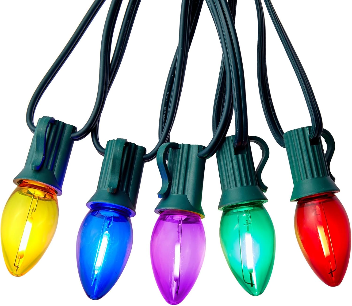 Multicolor C7 LED Christmas String Lights, 100FT with 104 Bulbs