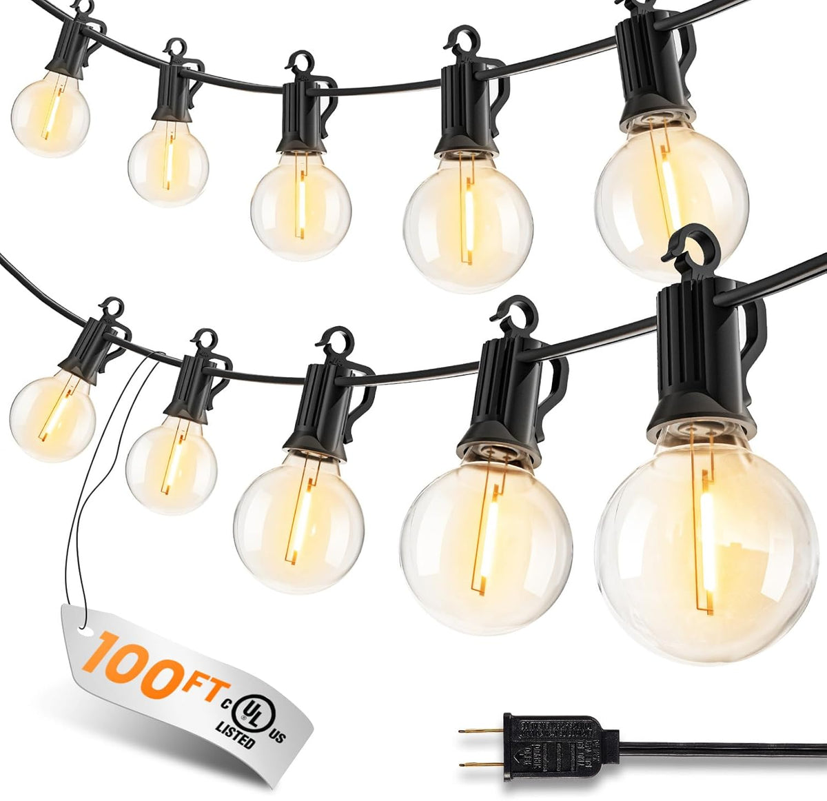 50FT plug-in patio string lights for deck and porch