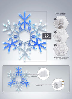 Christmas Snowflake Lights Outdoor Indoor, Multi-Size (20"/36") Multi-Color Folding LED Hanging Lights