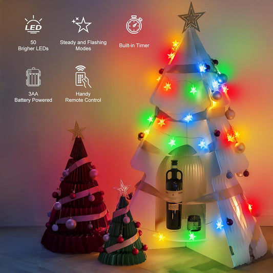 Star String Lights - 17 FT, 50 LED, Multicolor, Battery Operated