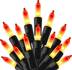 10Ft 50 LED Plug in Mini Bulbs String Light for Halloween Haunted House Party, Orange