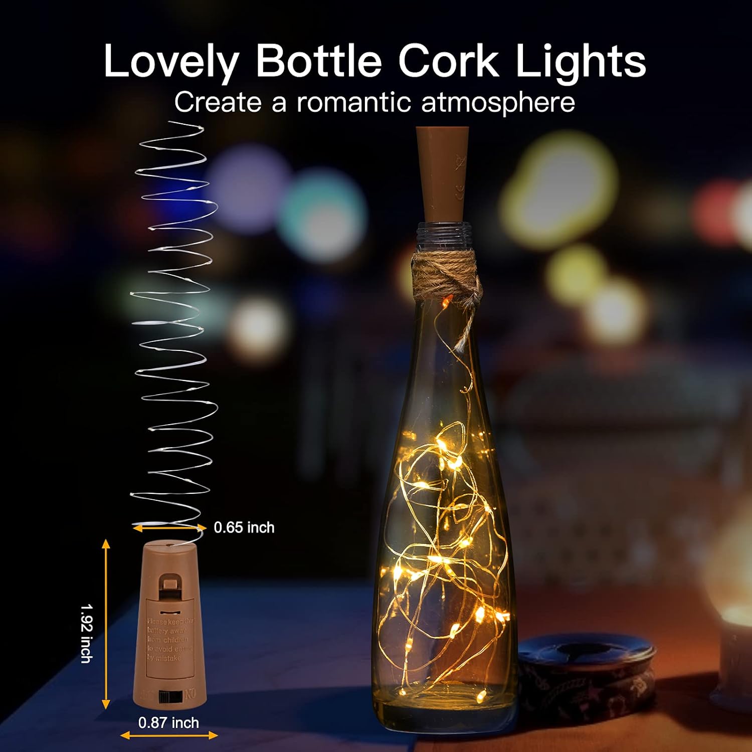 10 Pack 20 LEDs Waterproof Wine Bottle Cork Lights Mini Fairy Lights for Wedding Party DIY Decor