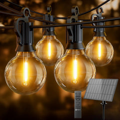 108FT G40 52 LED Bulbs Solar Powered String Lights for Patio Garden Cafe Wedding BBQ