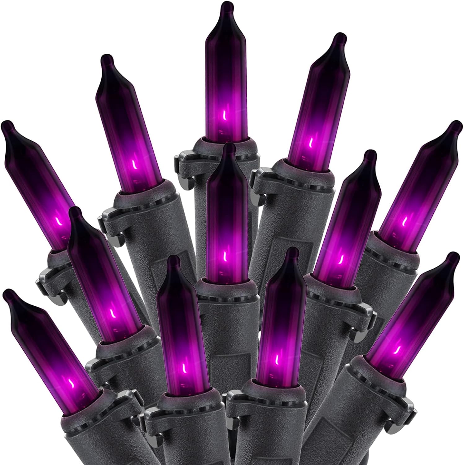 20Ft 100 LED Plug in Mini Incandescent Bulbs String Light for Halloween Haunted House Party, Purple