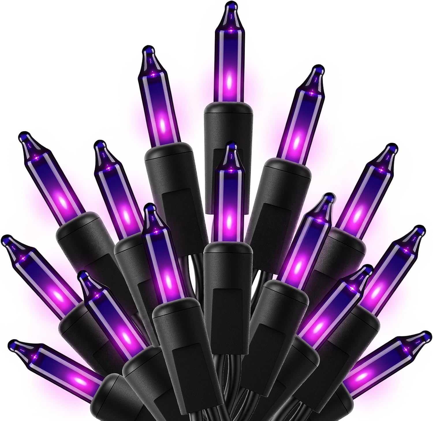 10Ft 50 LED Plug in Mini Incandescent Bulbs String Light for Halloween Haunted House Party, Purple