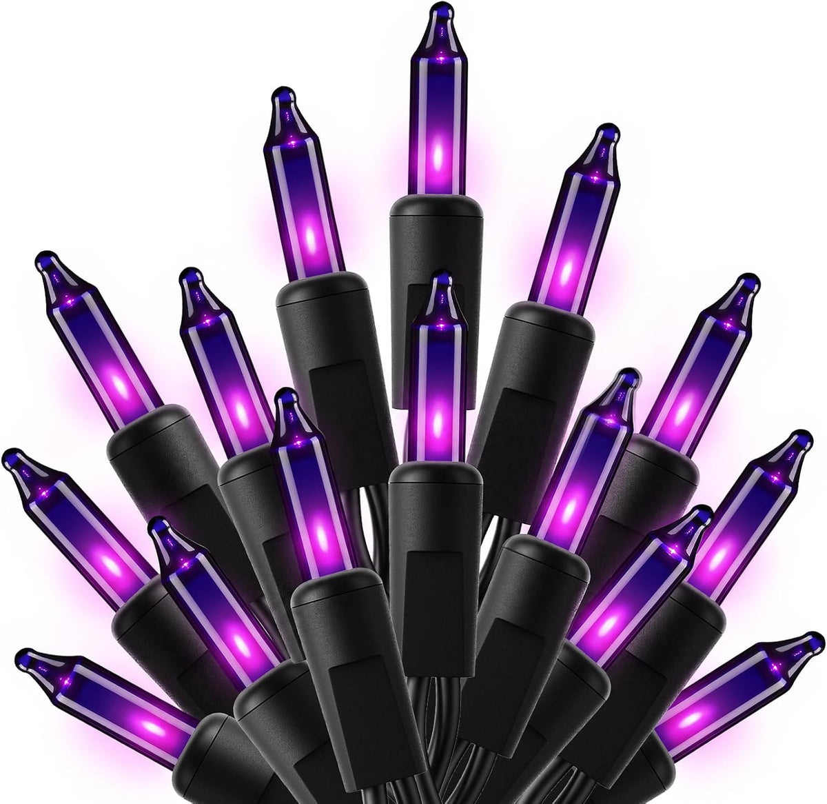 10Ft 50 LED Plug in Mini Incandescent Bulbs String Light for Halloween Haunted House Party, Purple