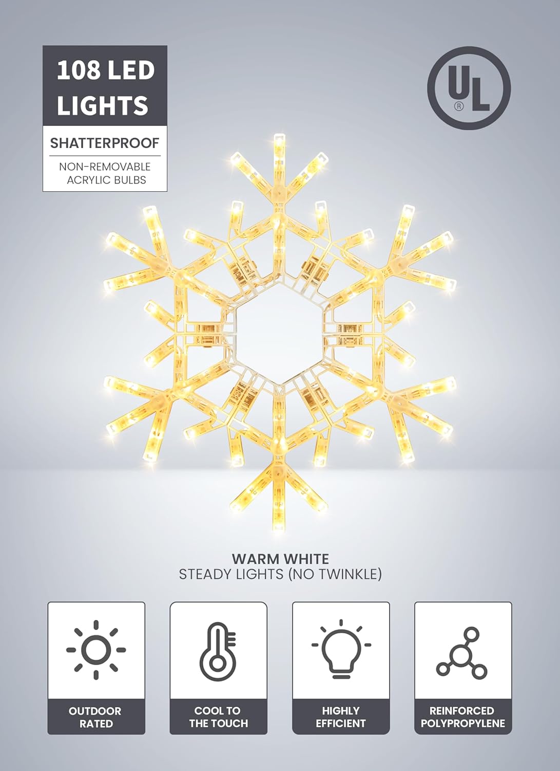 Christmas Snowflake Lights Outdoor Indoor, Multi-Size (20"/36") Multi-Color Folding LED Hanging Lights