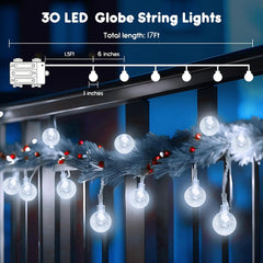 Crystal Globe String Lights - 17ft, 30 LED Battery Operated