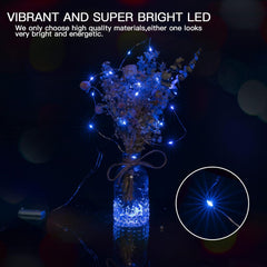 12 Pack 7FT 20 LED Battery Operated Silver Wire Firefly Starry Moon Lights for DIY Crafts, Blue