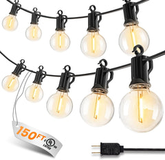 150FT G40 75 LED Bulbs String Lights for Patio Garden Cafe Wedding Deck Decor