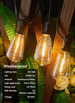200FT Outdoor String Lights - 102 Shatterproof Edison Bulbs